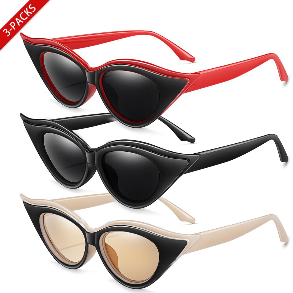 2Pairs/3Pairs Fashion Vacation Eyeglasses Men Women Sexy Cat Eye Shades OutdoorParty Golf Beach Vocation Multiple Outfits