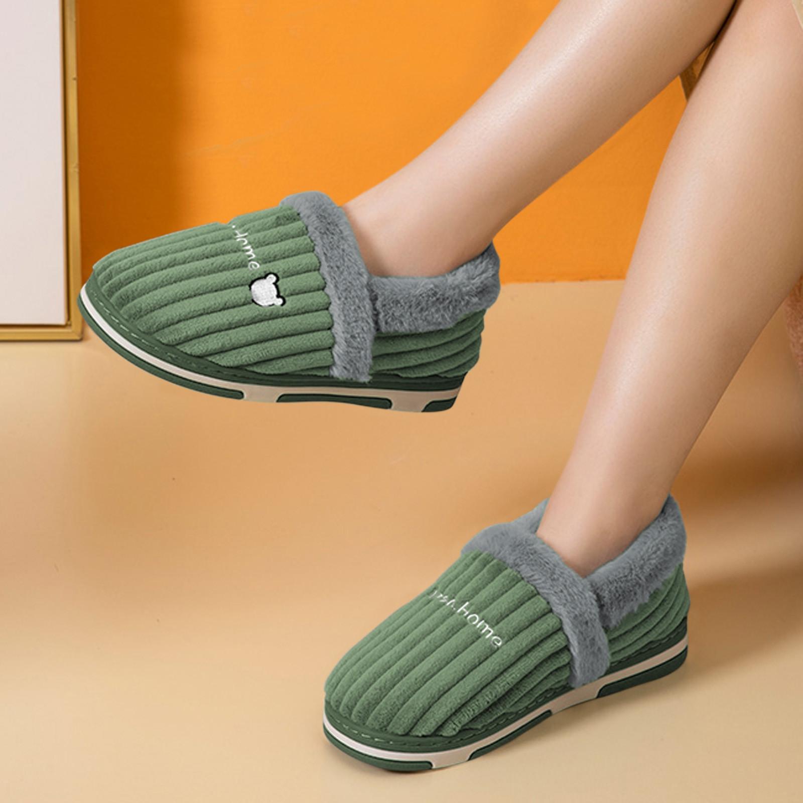 Shoes For Women Winter Slippers Hyoma Cotton Antiskid Warm Home Shoes 40