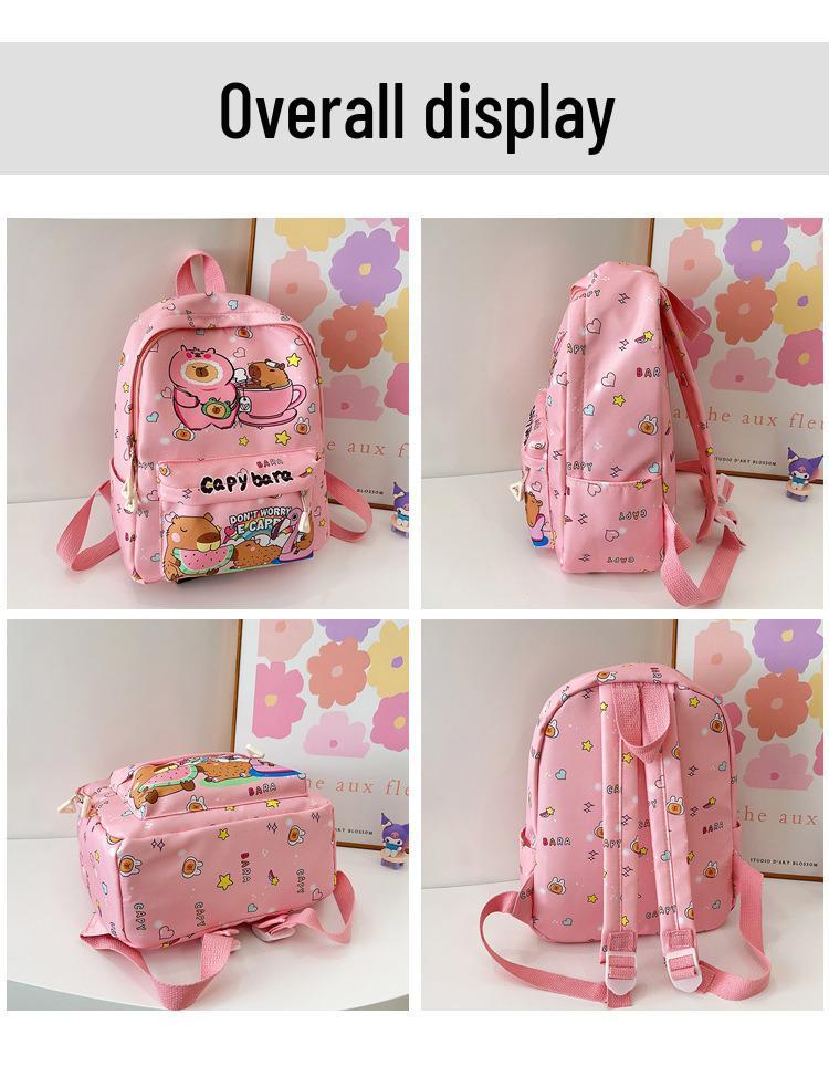 Stylish Capybara Print Backpack for Kids - Elementary & Kindergarten Use