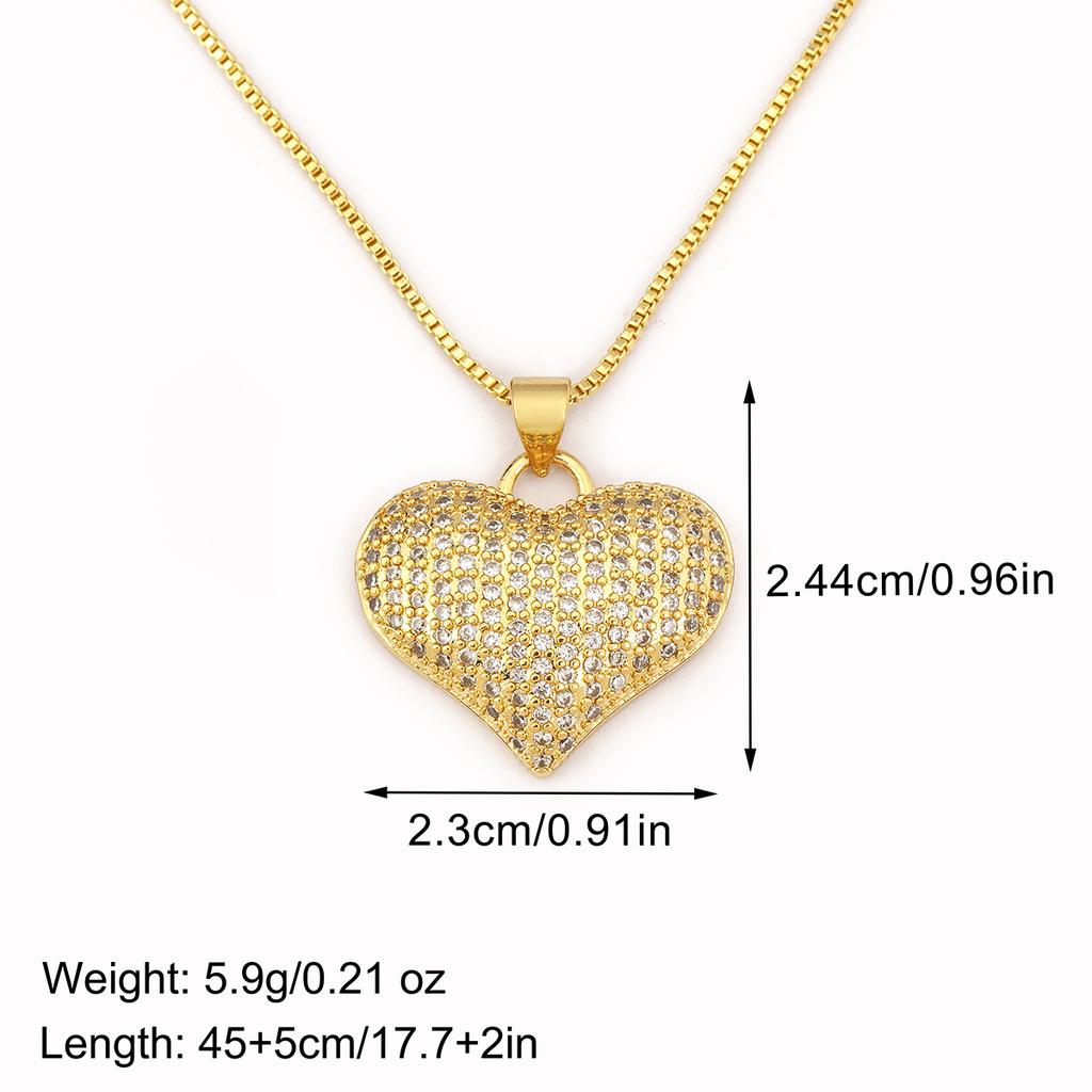 Nidin Classic New Design 3 Styles Heart Shape Charm Pendant Necklace For Female Male Light Luxury Copper Neck Jewelry Chic Gifts