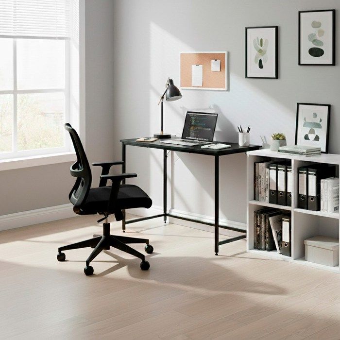 Schreibtisch - SPRINGOS - Loft - 100x50x76 cm - Schwarz - Metall - Einfache Montage