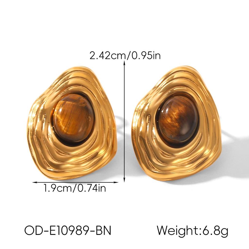 Retro Edelstahl 18k Gold Ohrringe: Nicht verblassende Titan-Ohrstecker, INS-Stil Leichter Luxusschmuck für Frauen