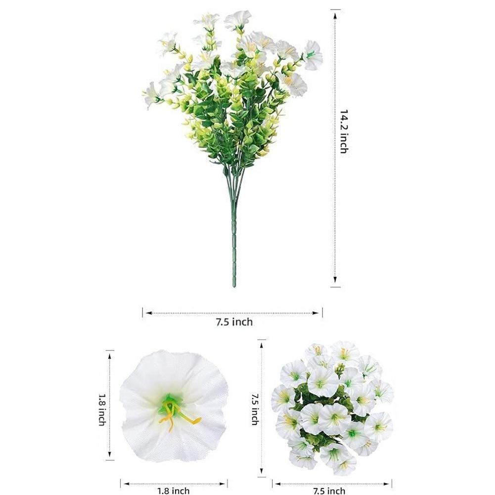 4 PCS Artificial Morning Glory Flowers 36cm UV Resistant Plastic Outdoor Decoration Set White Purple Yellow Pink