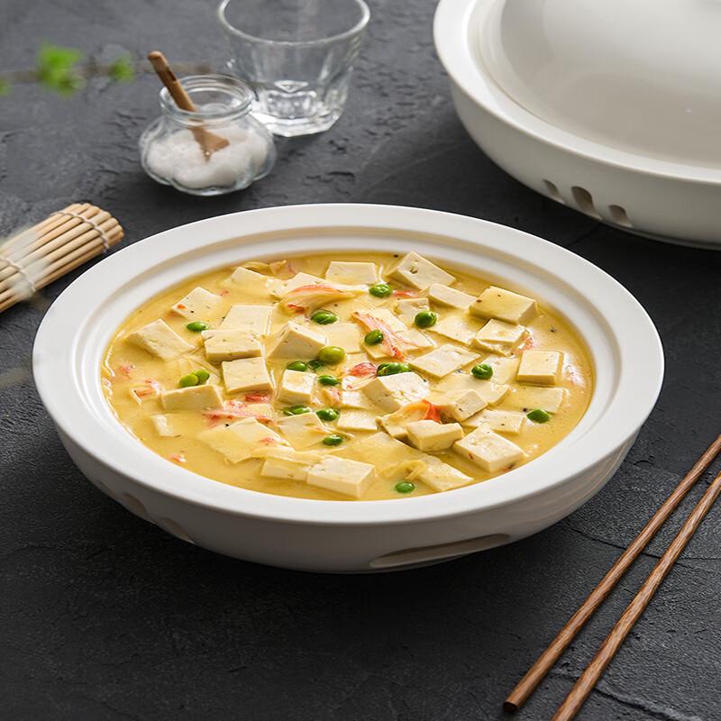 Ceramic Food Warmer Dish with Candle Heater