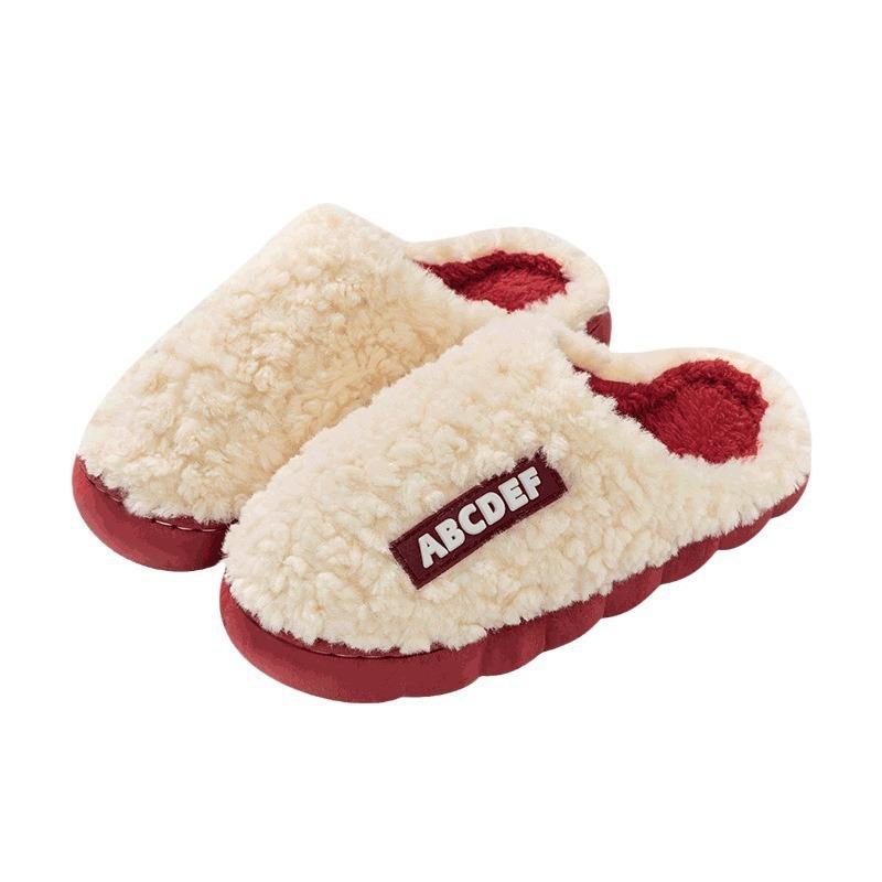 Cotton slippers women's home use in winter indoor home non-slip spring and autumn warm plush couple winter men