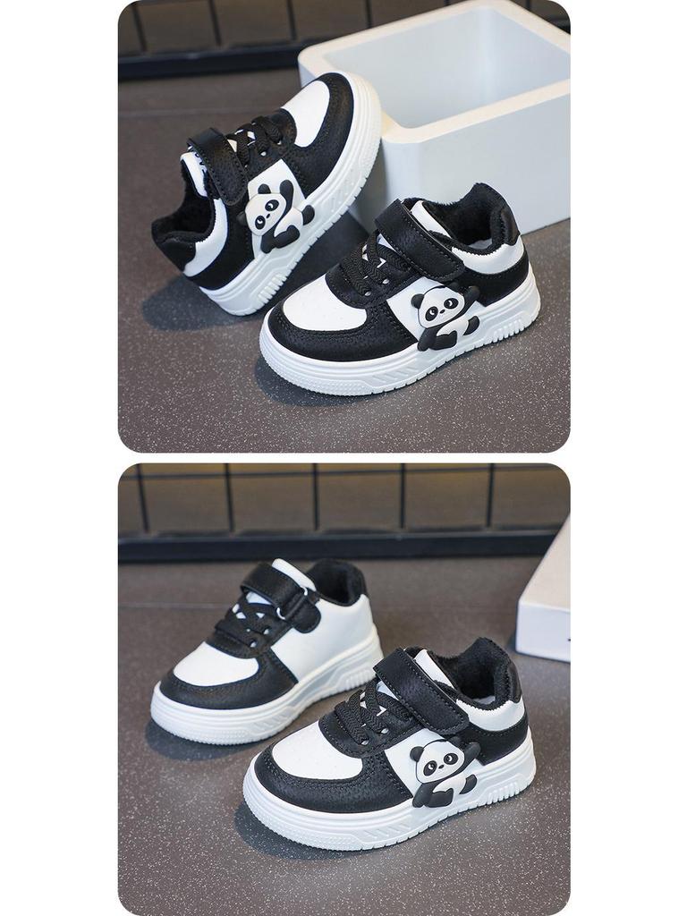 Children's Cartoon Fleece-Lined Skate Shoes: Warm, Cotton-Padded Casual Shoes for Toddlers & Young Kids.