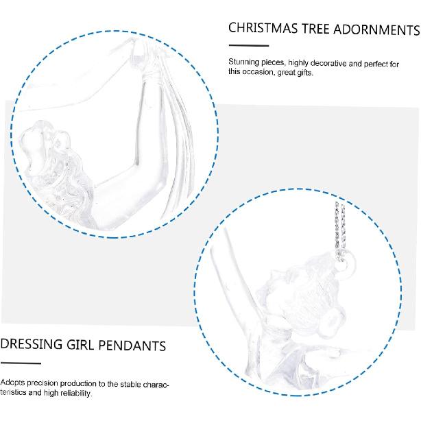 ARTIBETTER 2pcs Christmas Ornaments Acrylic Hanging Ornaments Xmas Hanging Pendant Christmas Tags Plush Ballet Necklace Dolls for Girls Acrylic Skirt