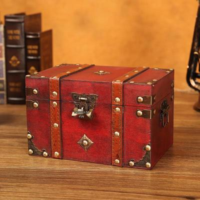 Retro Wooden Box with Combination Lock for Jewelry, Document Storage, and Film Props