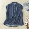 ZANZEA Women Summer Shirt Collar Sleeveless Loose Shirts