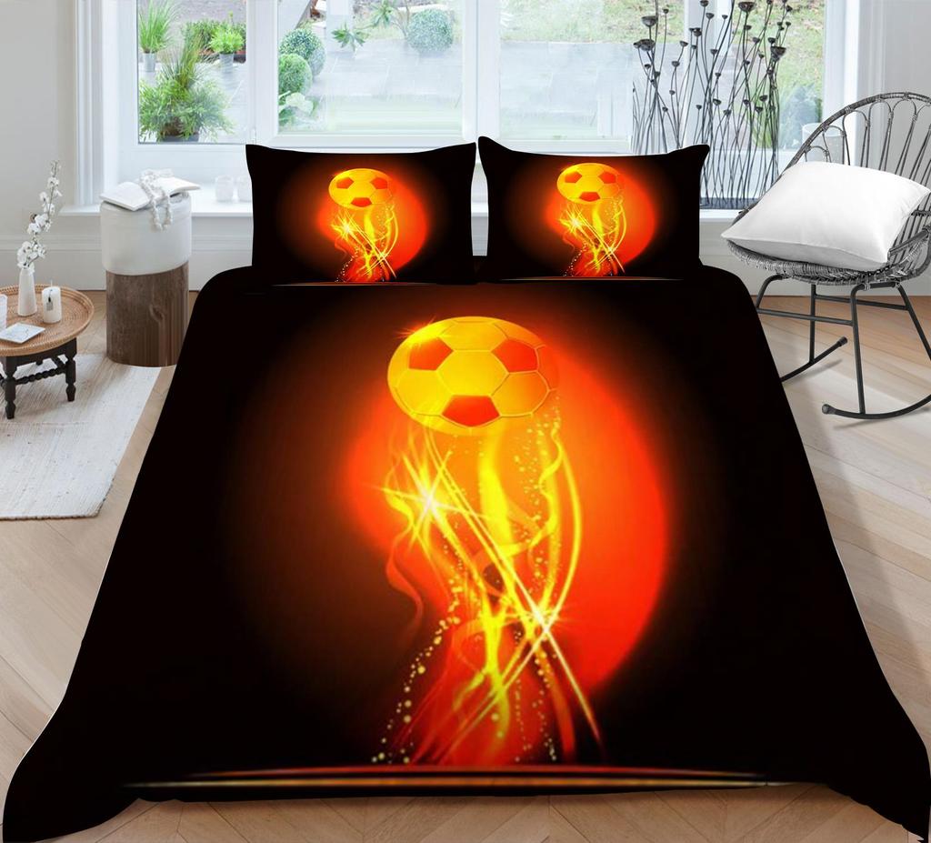 Bedding Set 3D Football Quilt Cover Bed Covers Home Bedclothes with Pillowcases Hot Sale Produce Microfiber Warm