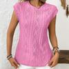 Summer Women's Round Neck Jacquard Short Sleeve Loose T-shirt Vest Top
