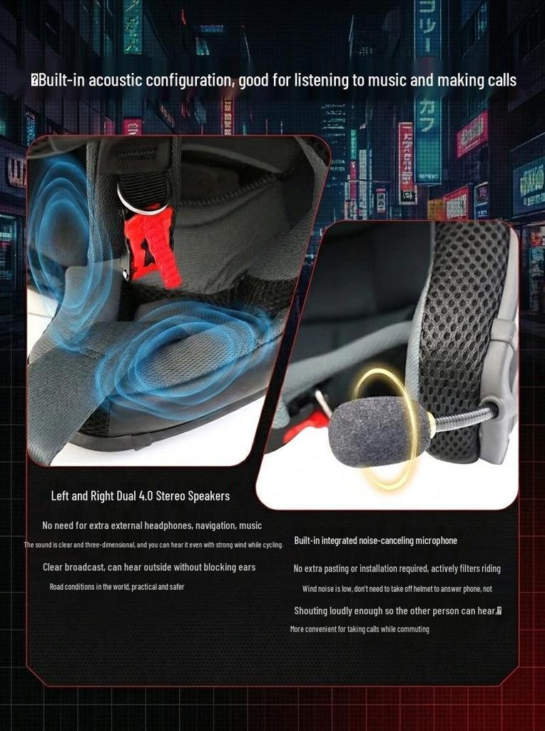 Cool Ride Bao Lightweight Bluetooth Motorcycle Helmet with Double Visor, 3C Certification, Long Battery Life, and Excellent Sound Quality