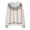Women's 100% Cashmere Jacquard Sweater: Autumn/Winter Loose Round Neck Knitwear