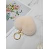 MAIA Rabbit Fur Heart Keychain & Charm - Cream