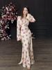 Elegant Long Sleeve V-Neck Dress - Beautiful, Sexy, Smooth, European and American Style (2025 Collection)