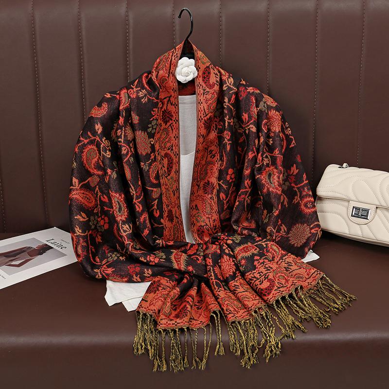 Foulard Paisley Imprime Design Hijabs Pour Femme Cachemire Pashmina Chale Dame Enveloppement Chaud Hiver Foulards Femme