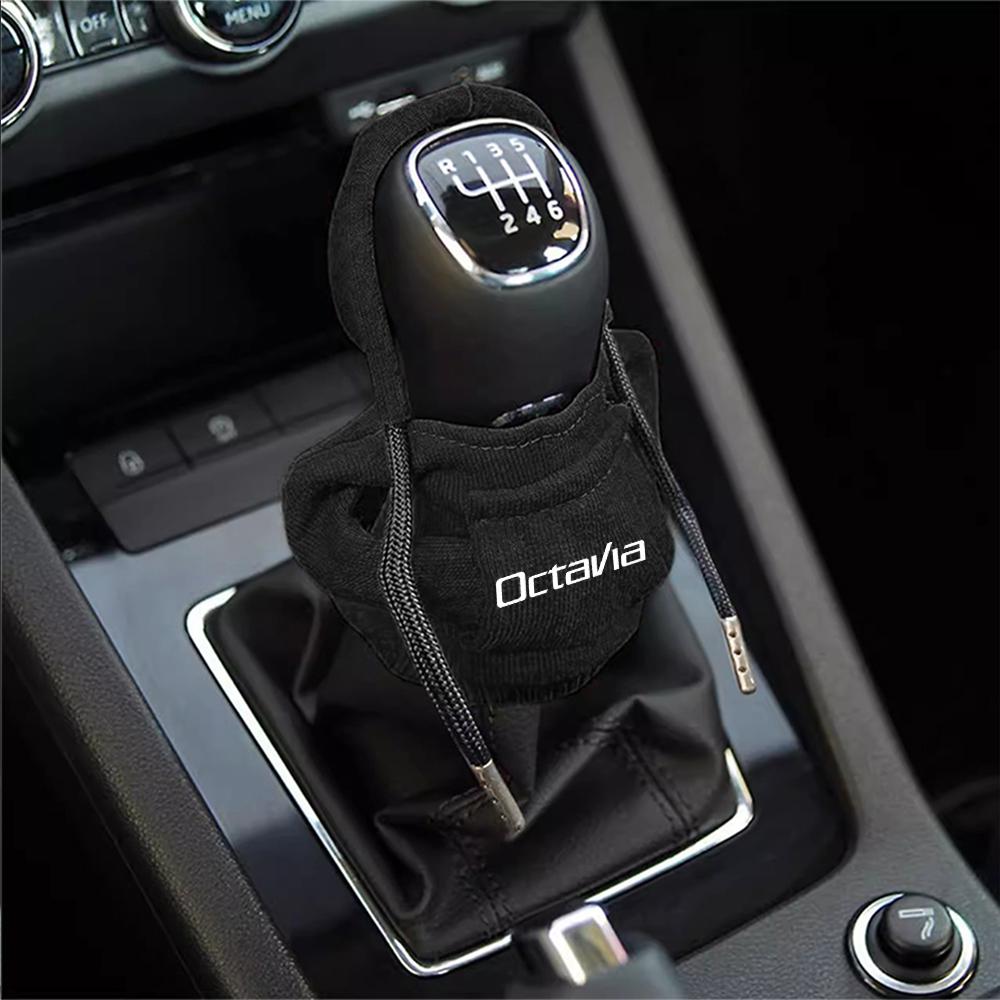 BBIC7 Car Gearbox New Year Xmas Hoodie Car Shift Speed Lever Cover for Skoda S Logo Octavia Fabia 2 Superb 2 Kamiq Kodiaq VRS VII