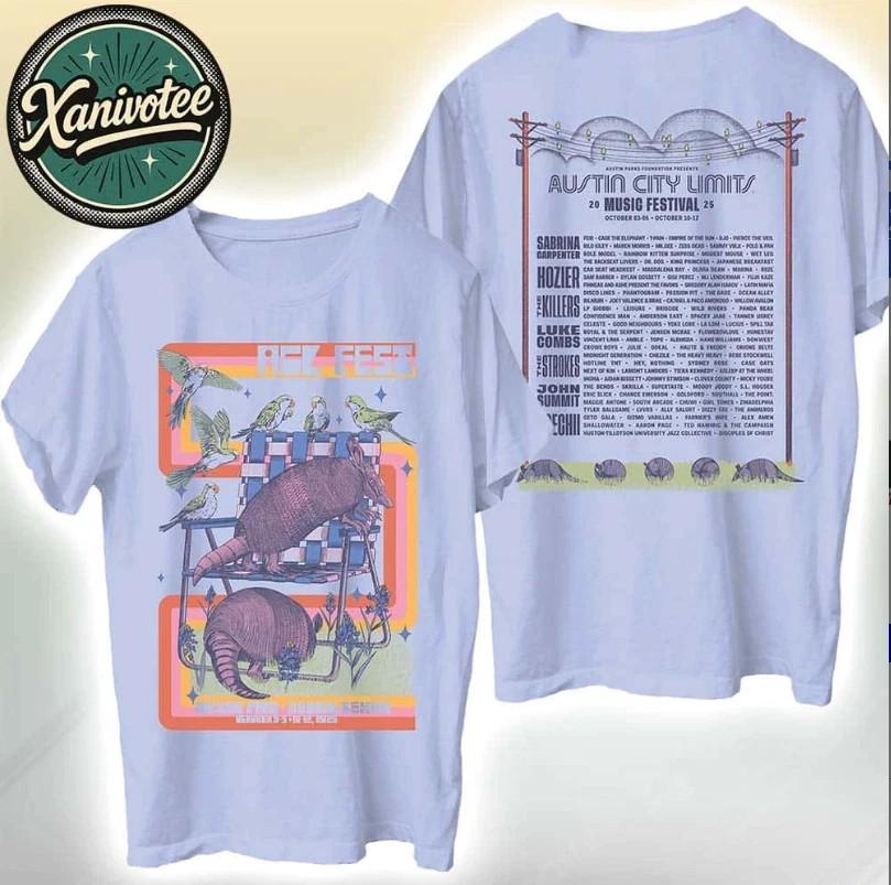 

Austin City Limits Music Festival 2025 Dillo Lineup TShirt Full Size S3XL Unisex T-Shirt L