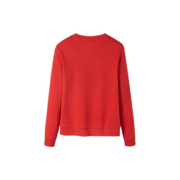 Anta Training Series Solid Color Printed Chinese Character Round Neck Fleece Long Sleeve Sweatshirt Women Sweatshirt Red 162247713-3