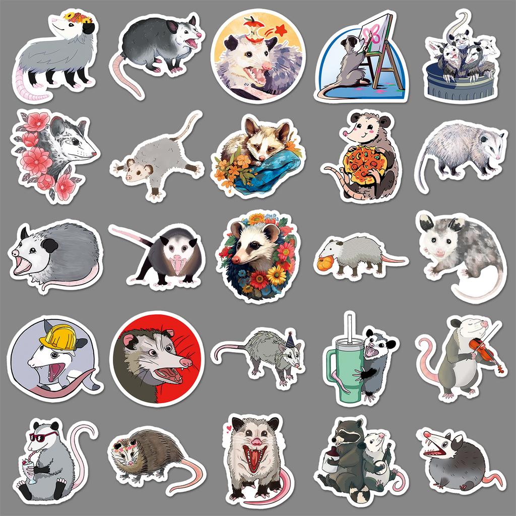 50 Possum Doodle Stickers Personalized Cartoon Animal Decoration Mobile Phone Case Water Cup Skateboard Suitcase Stickers