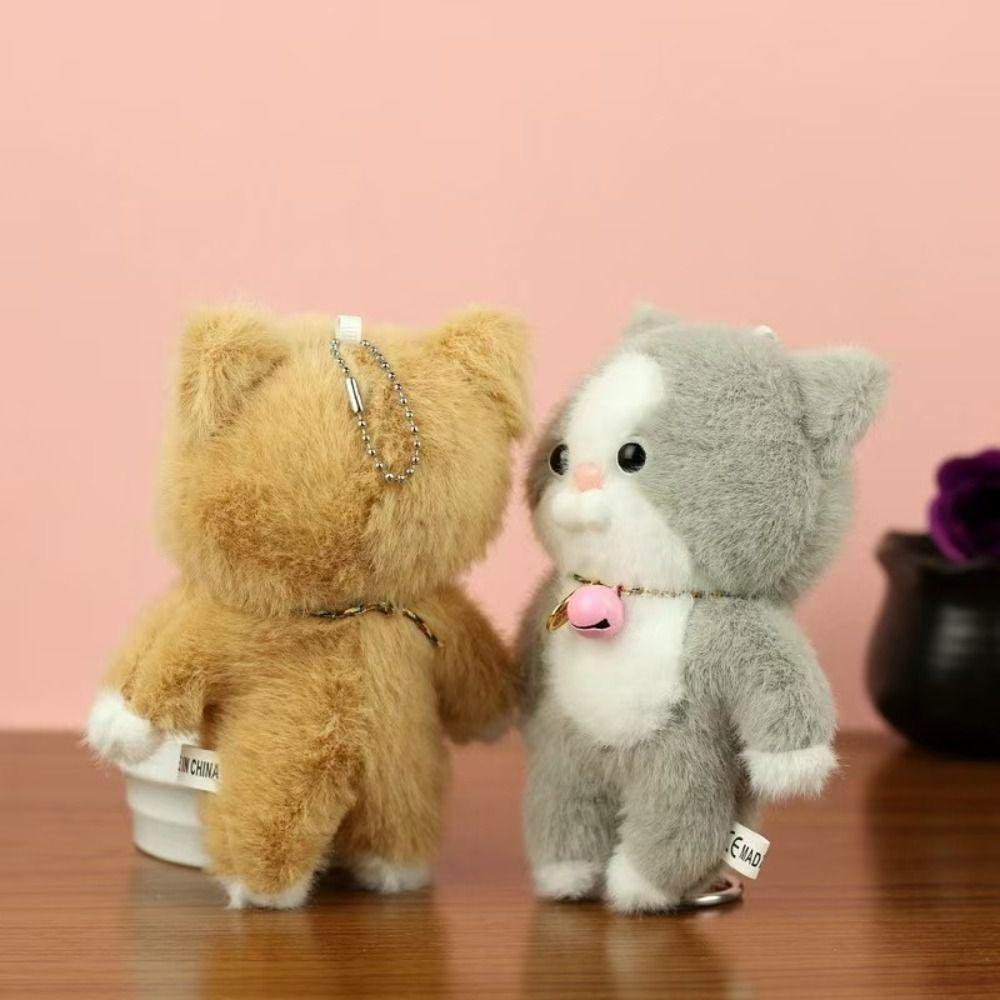Fluffy Cat  Plush Bag Pendant Girl Heart Stuffed Kitten Keyring  Hanging Accessory