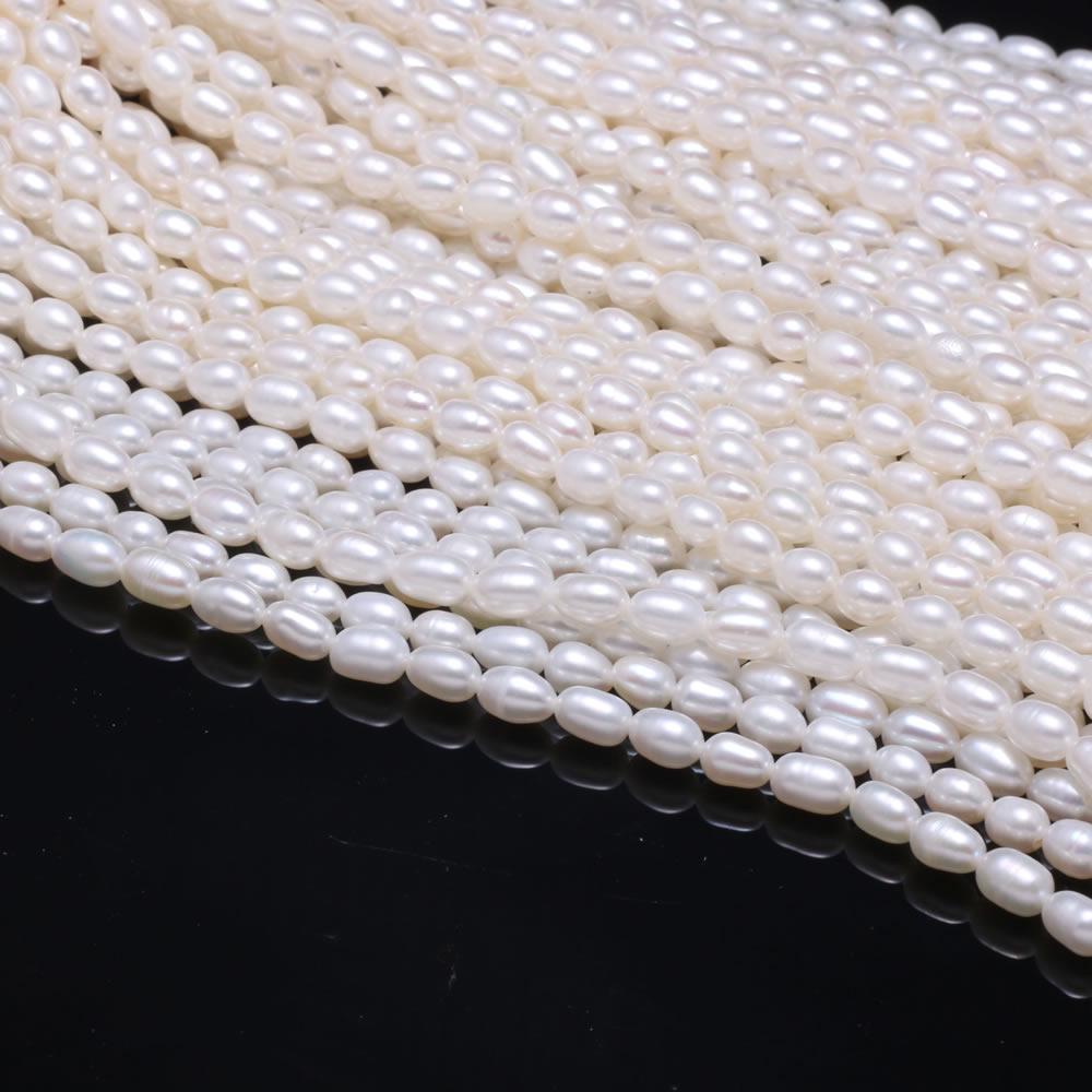 1String, White Natural Freshwater Pearls, Rice Shape AAA Pearl Beads, 4–5 Mm, for DIY Necklace Accessories, Valentine's Day Gifts, 36cm