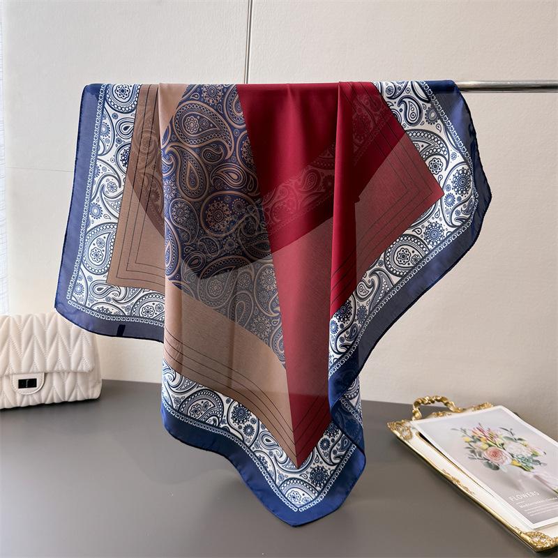 

Роскошный платок с принтом пейсли, квадратный шарф для женщин, мягкий атласный шейный платок, женские повязки для волос, повязка на голову, бандана 70x70CM