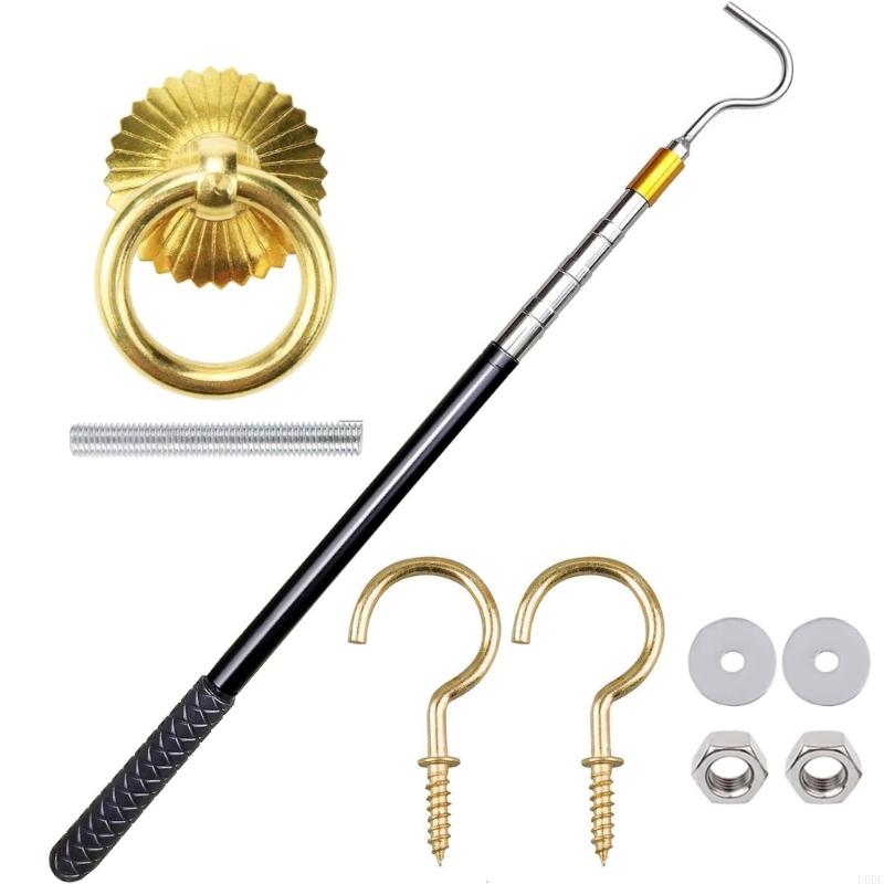   Modern Attic Stair Pull Down Mechanism With Triple Stage Length Adjustment And Reinforced Bronze Hardware