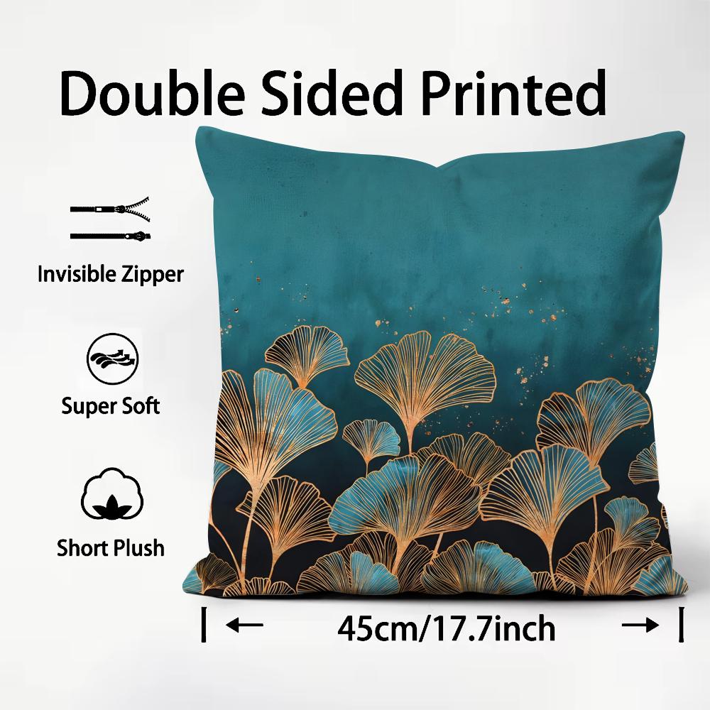 Ginkgo Leaves Luxury Cushion Cover Plush Fabric Soft DoubleSided Printed Sofa Warm Winter Home Child Gift Pillow Case