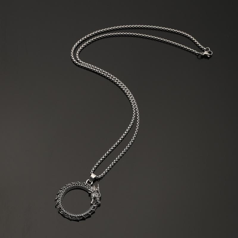 Popular Retro Dragon Pendant Necklace: Viking Norse Style Men's Party Accessory