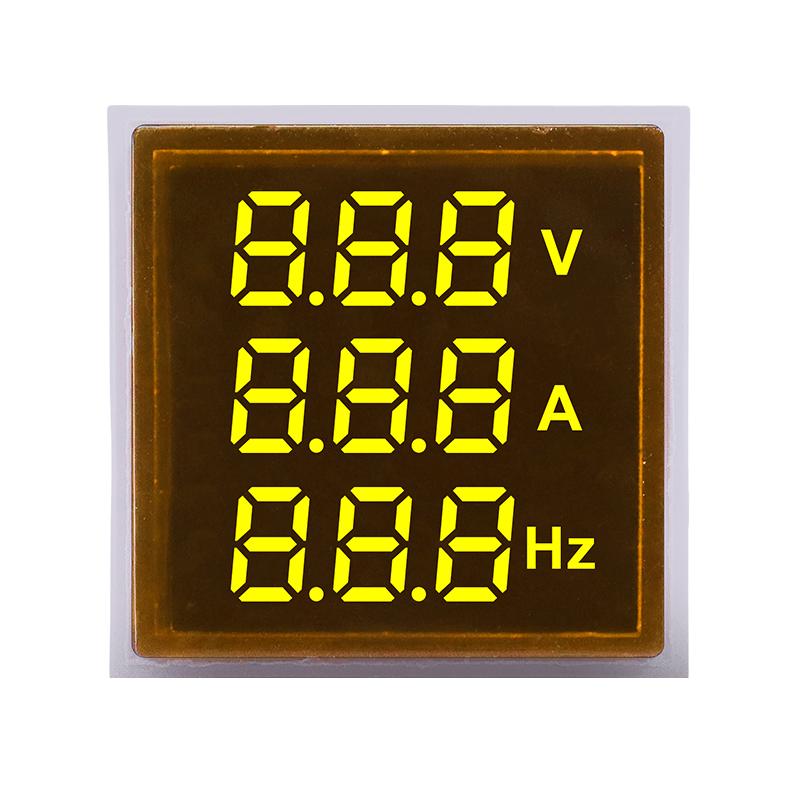 Square LED Digital Voltmeter Ammeter Hertz Meter AC24-500V Voltage Current Frequency Combo Meter Signal Light Indicator Tester