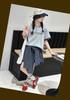 Girls' short sleeved skirt and pants set for summer 2026, new children's Korean style outfit, stylish little girls' summer two-piece set