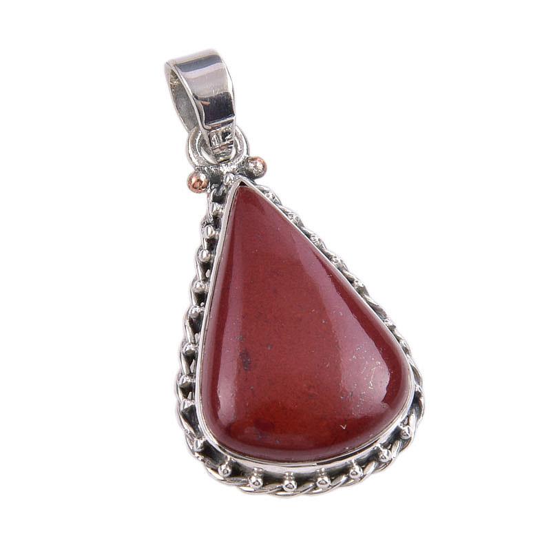 Natural Red Jasper Gemstone 925 Solid Sterling Silver Jewelry Pendant 1.50" M9Q62