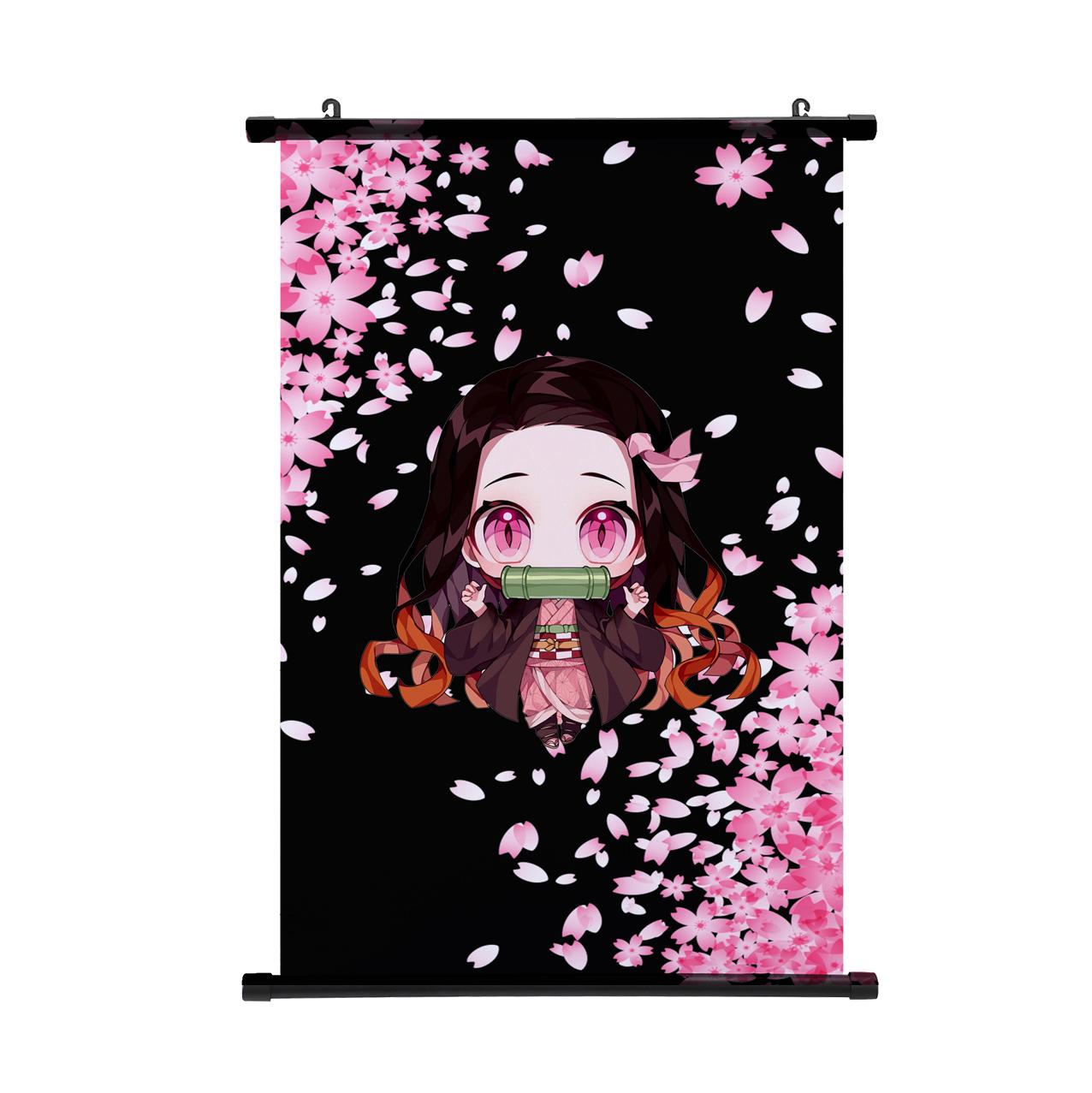 Истребитель демонов Незуко Постер Мультяшный Kimetsu No Yaiba Свиток Постер Настенный Свиток Постер Популярный Узор Живопись Постер 30*45cm фиолетовый