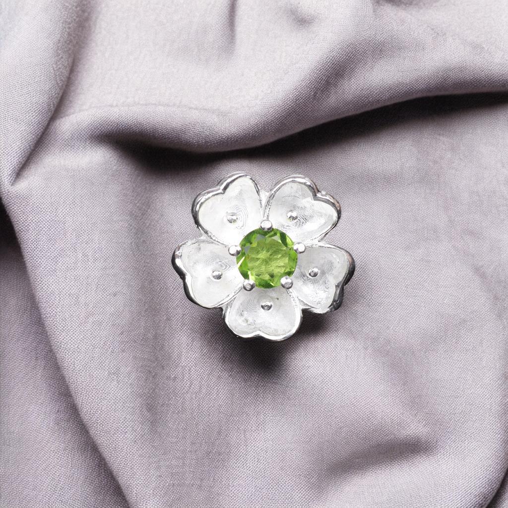 Partywear Natural Peridot Gemstone 925Sterling Silver Women Jewelry Vintage Ring CZR-1-7