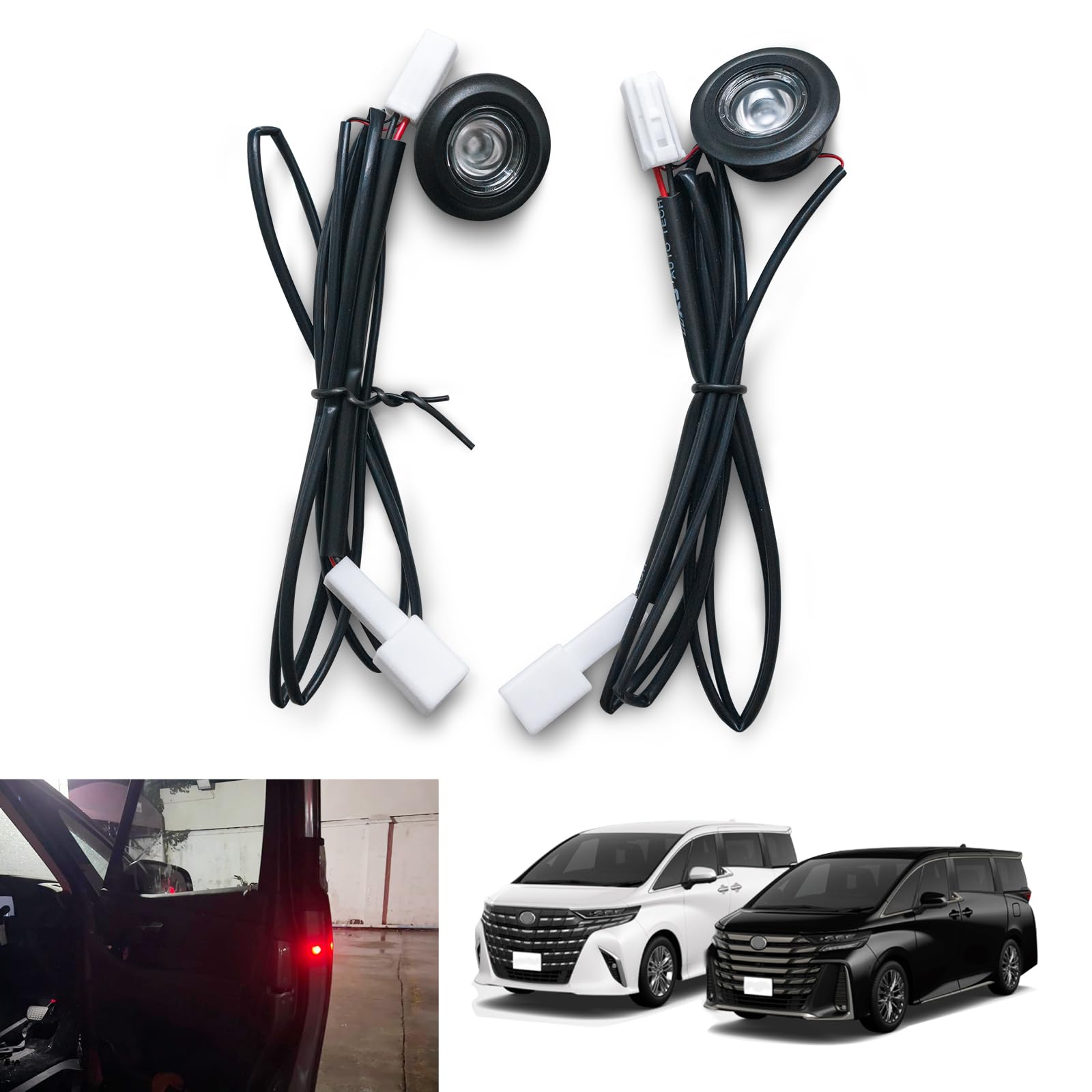 

TELLIKA Door Collision Prevention Warning Light for Toyota Alphard 40 Red Flashing LED Warning Door Opening Emergency Signal Prevents Collisions When
