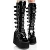 Damskie Buty Goth Cosplay Platforma do Kolan Buty dla Kobiet Modny Projektant Klamra Paska Skórzane Koturny Grube Buty Dla Kobiet