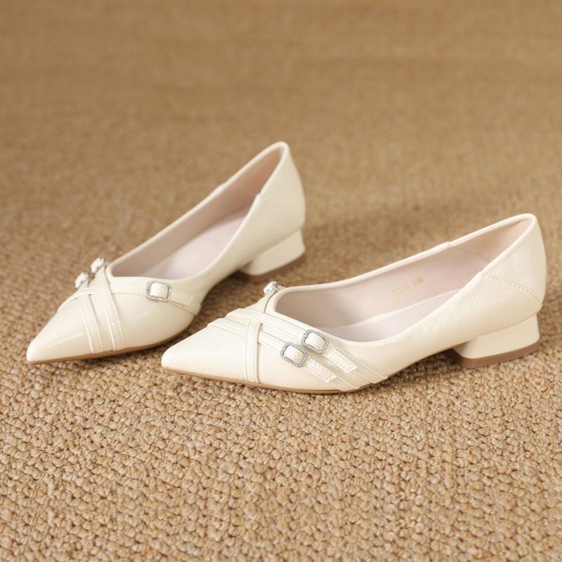 

Fashion Spring And Autumn New Fashion Casual Low Heels Women Shoes Pointed Toe Elegant Women Pumps Versatile Women Single Shoes 34 бежевий