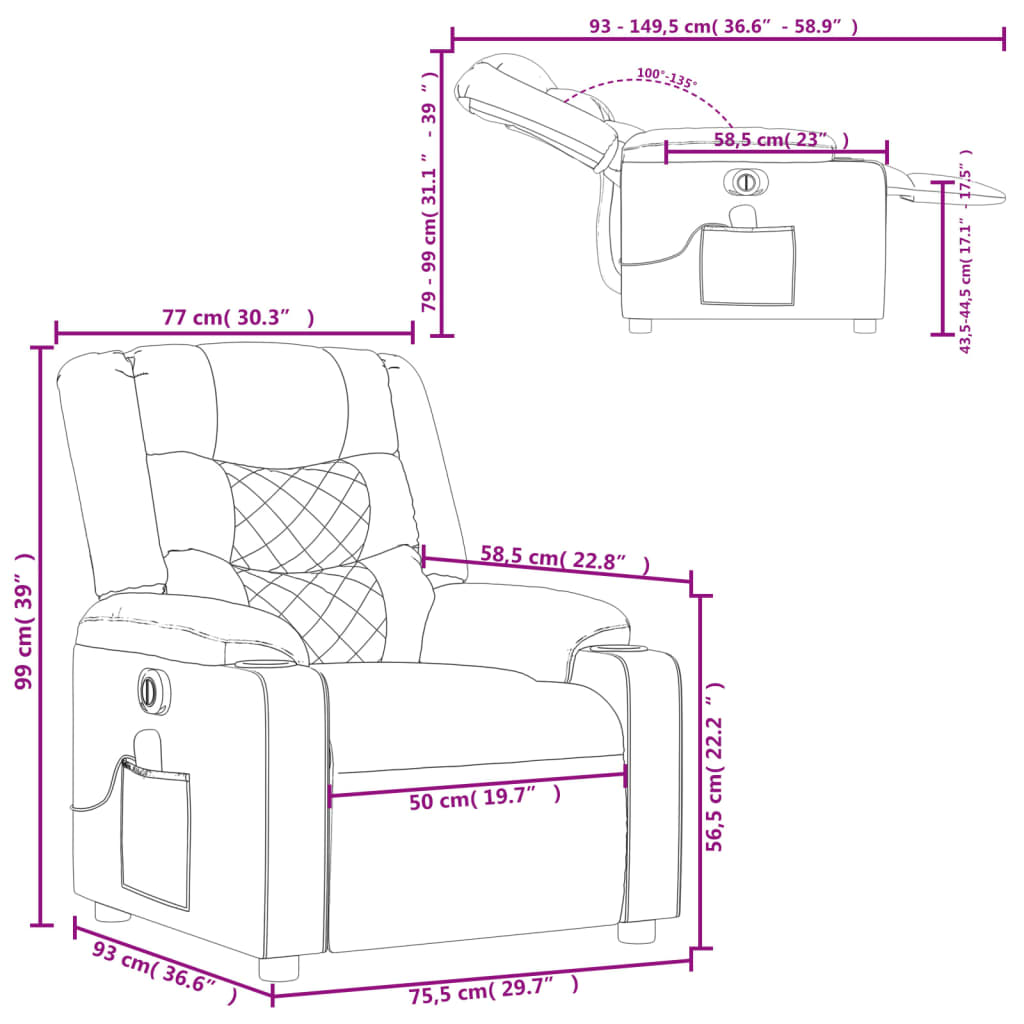 Electric Massage Chair Cream Faux Leather