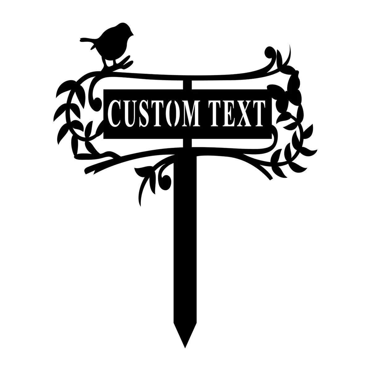Metal Garden Bird Sign Personalized Yard Stake Outdoor Decor