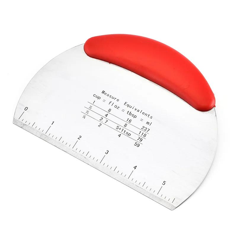 Stainless Steel Dough Cutter with Scale Pastry Scraper Chopper Pizza Divider Semicircular Bread Separator Flour Pastry Cake Tool