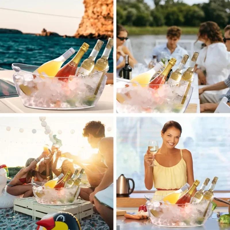 5LTransparent Ice Cube Storage Bucket Beer Wine Bucket Bar Ice Bucket Container Champagne Can Wine Champagne Beer Chiller Hot