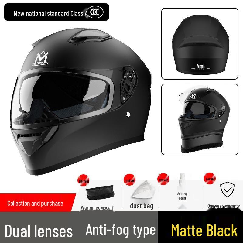 3C Certified Full Face Electric Vehicle Helmet - Winter Anti-fog, Warm, Universal for Men & Women, Cycling Safety