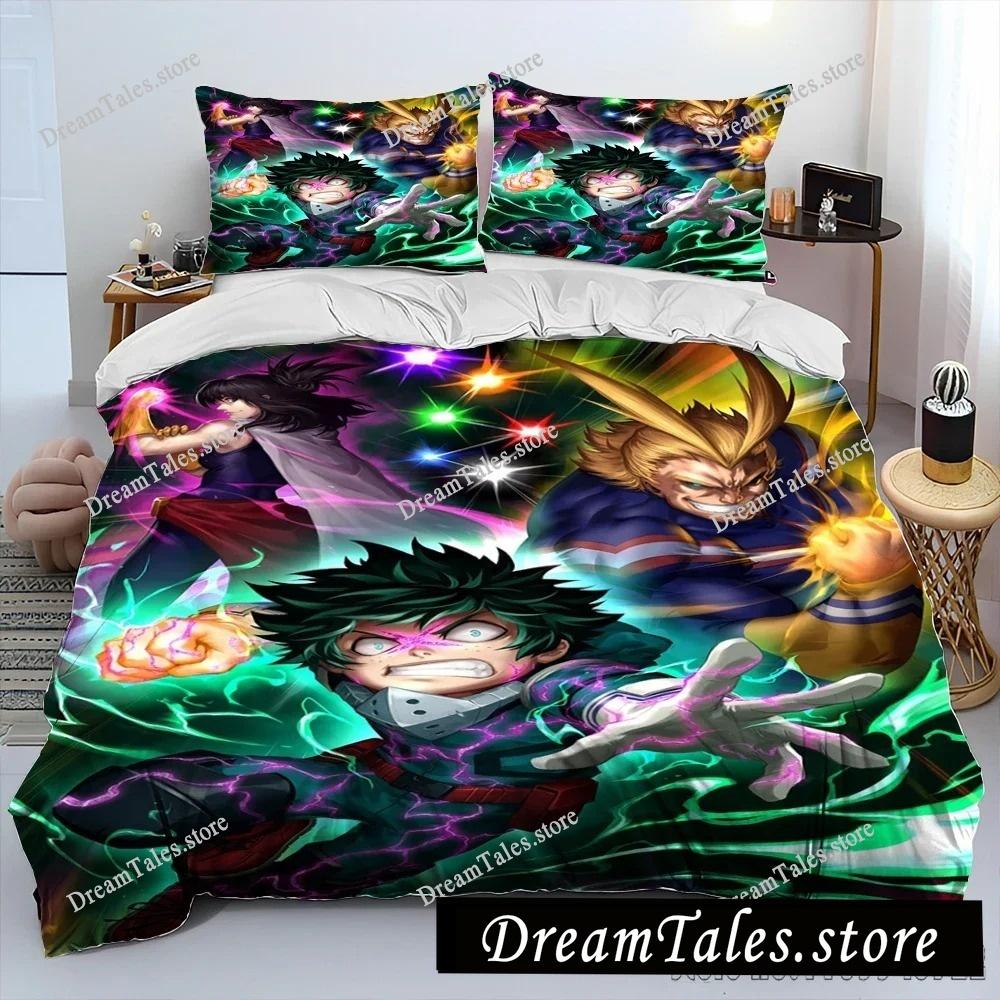 My Hero A-Academia Anime Cartoon Bettbezug-Set HD Deckenbezug für Kinder Bettwäsche-Sets Bettwäsche Schlafzimmer Dekor Luxuriöses Geschenk