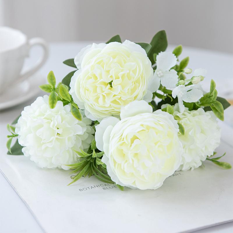 1Pc 5 Forks Bulbous Chrysanthemum Peony Festival Diy Accessory Home Floral Arrangement Wedding Bouquets Decor Artificial Flowers
