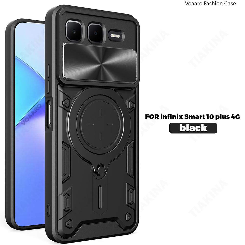 Slide Lens Armor Funda for Infinix Smart 10 Plus 4G Case for Infinix Smart 10 Plus 4G Case Magnetic Ring Stand Holder Cover Capa