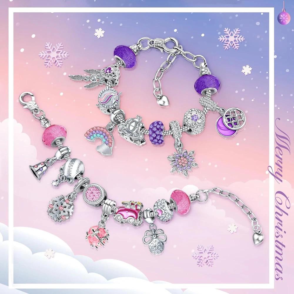 Christmas Advent Crystal Bracelet Kit Calendar Gift Box Christmas Blind Box Set For Girl Children Birthday Party Holiday Gift