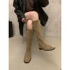 French Brown Maillard Skinny Boots Shoes New Korean Edition Long Boots Medium Knight Boots