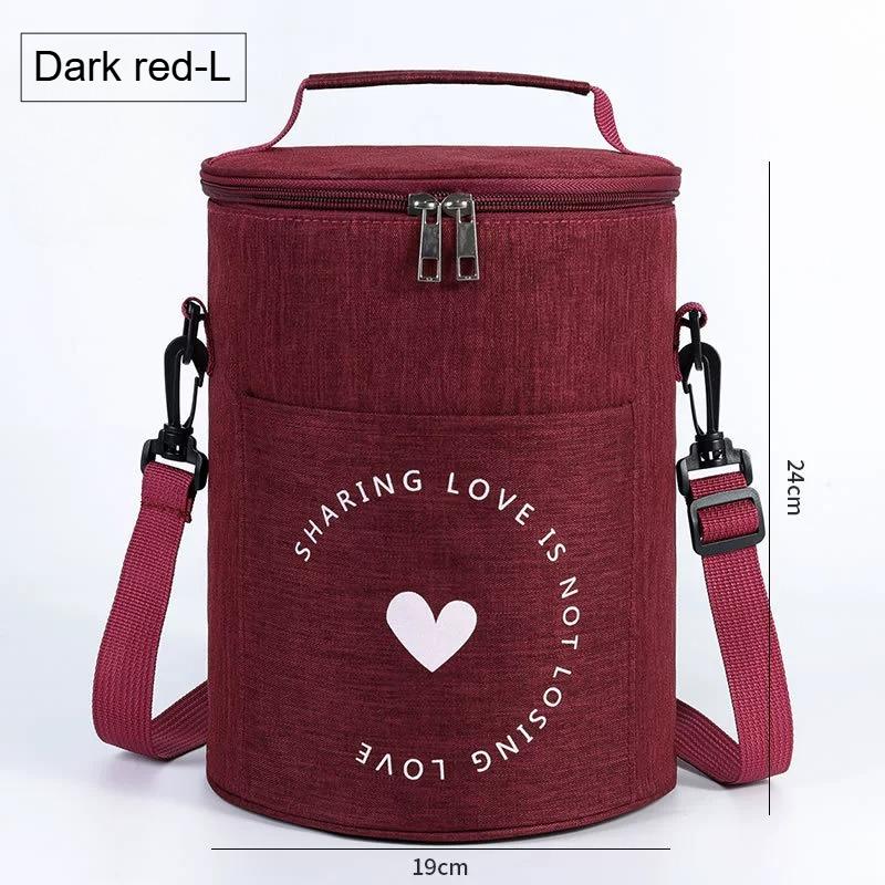S/M/L Portable Cylindrical Thermal Lunch Cooler Bag Waterproof Food Bag with Large Capacity Insulated Container for Picnic
