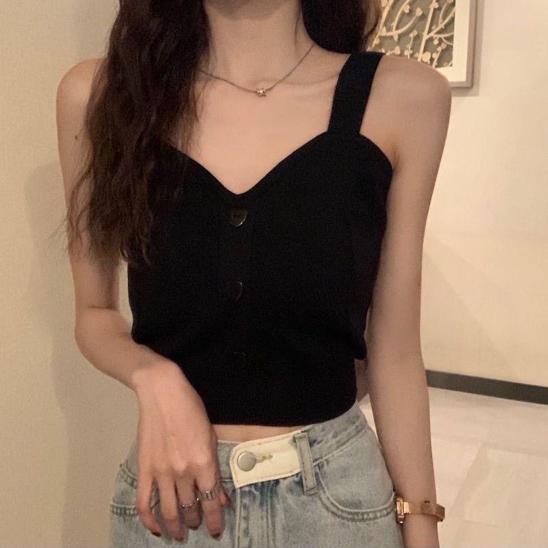 Knit Camisole with Hollow Design – Versatile Sleeveless Top for Women